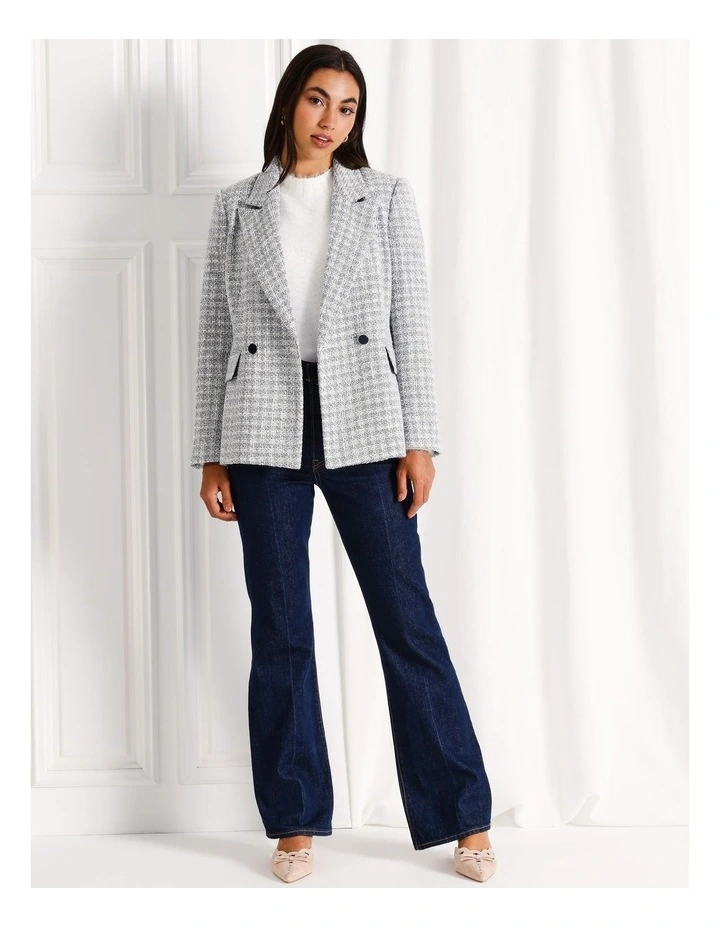 Boucle Double Breasted Blazer in Sage