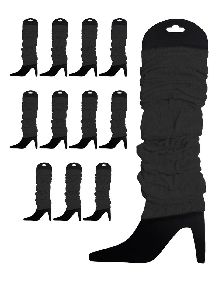 Knitted Leg Warmers x12 in Black