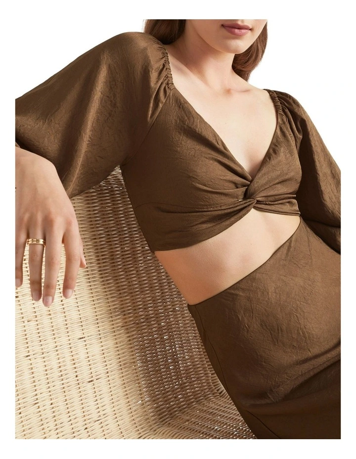 Satin Twist Front Crop Top