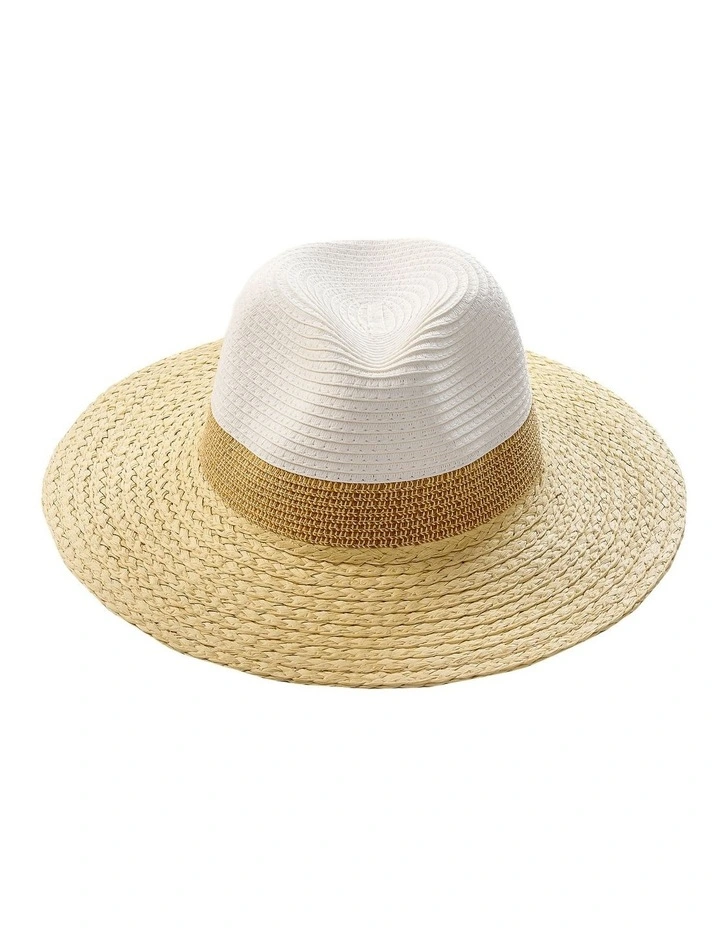 Braid Fedora Hat in White/Natural