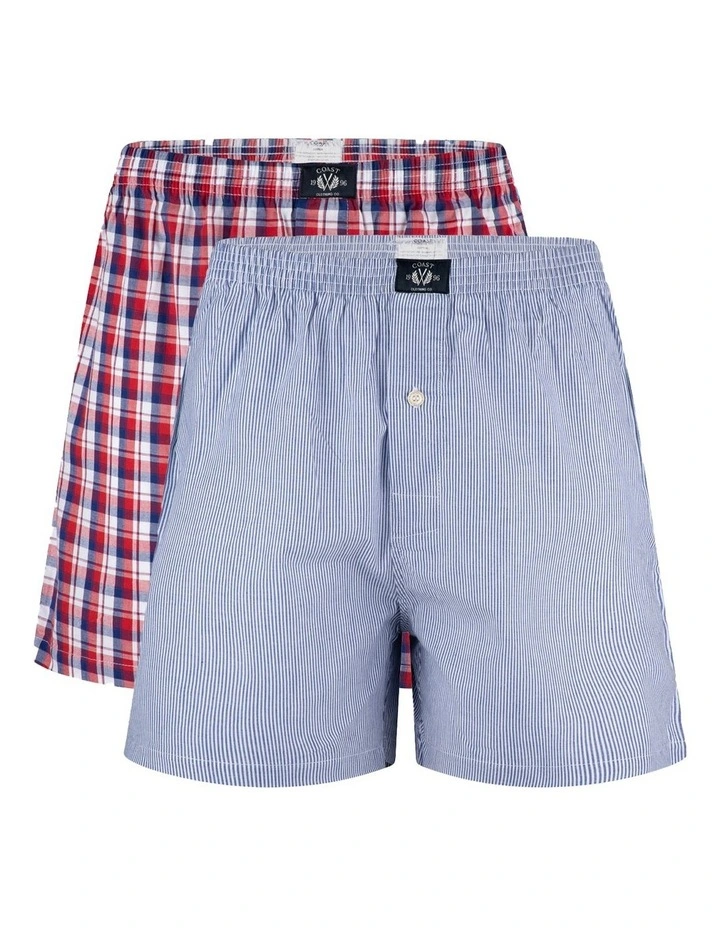 Woven Boxers Two Pack in Navy