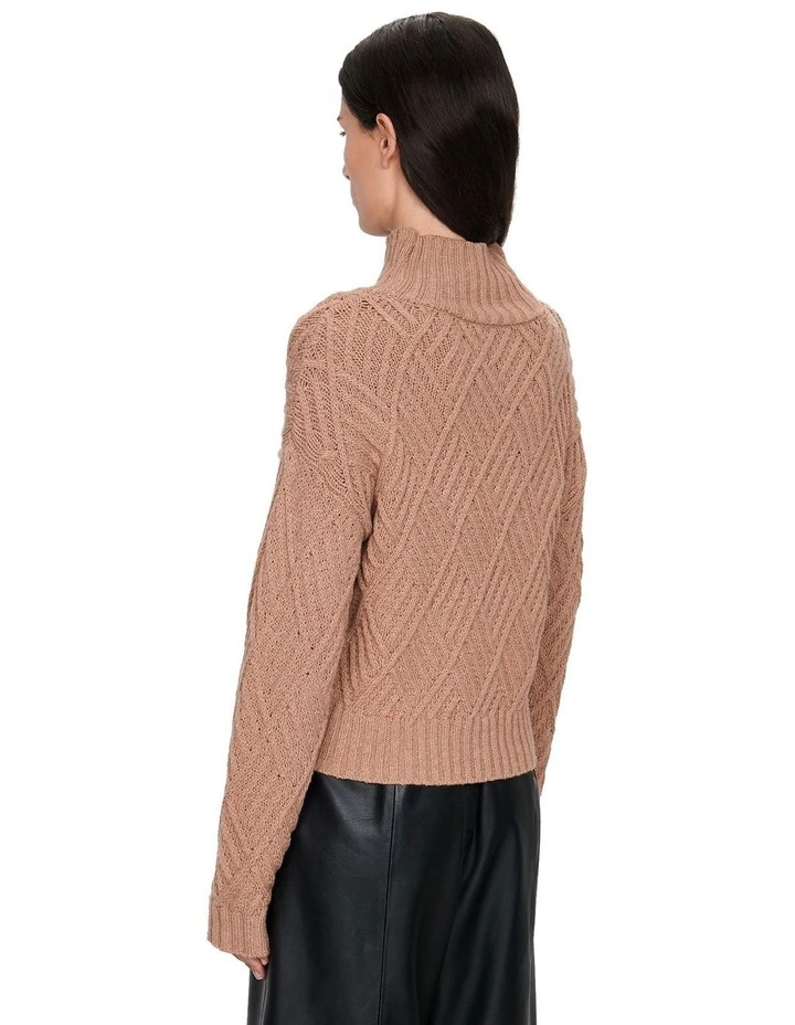 Chunky Merino Blend Sweater in Camel