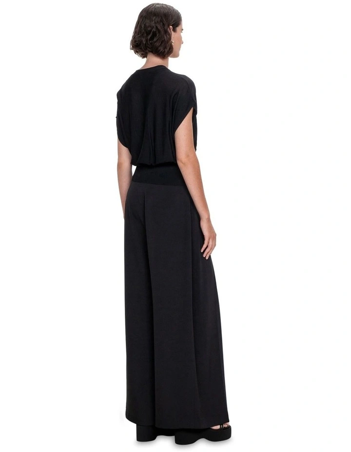 Draped Button Through Knit Cardigan in Black