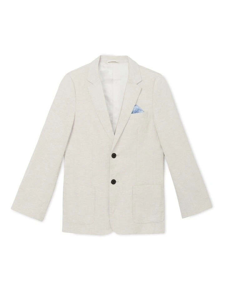 Youth Fit Linen Blend Jacket in Ecru