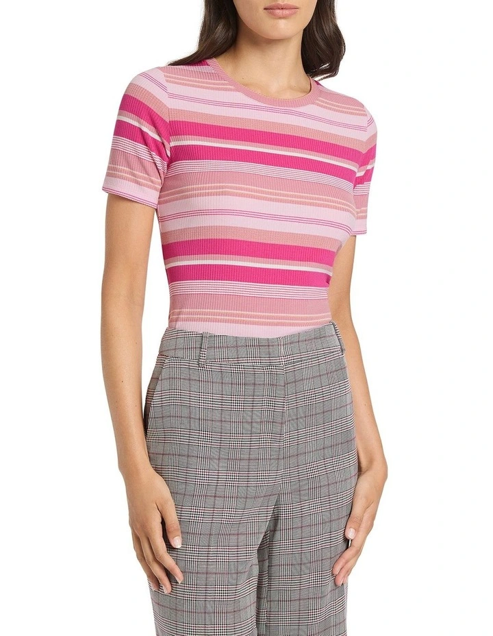 Tinsley Stripe Tee in Pink Multi