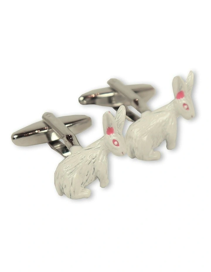 Rabbit Cufflink in White