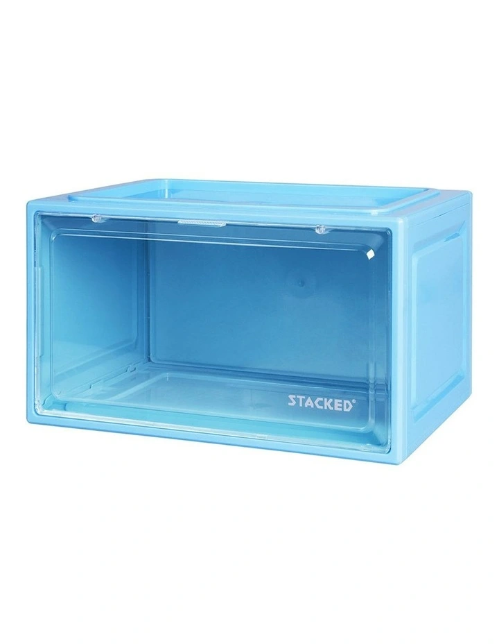 Sneaker Display Case Shoe Storage Box Clear Magnetic in Blue