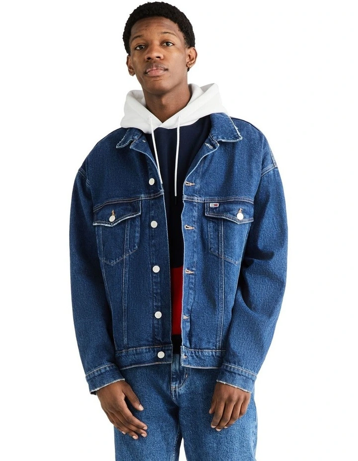 Aiden Oversized Trucker Jacket in Blue