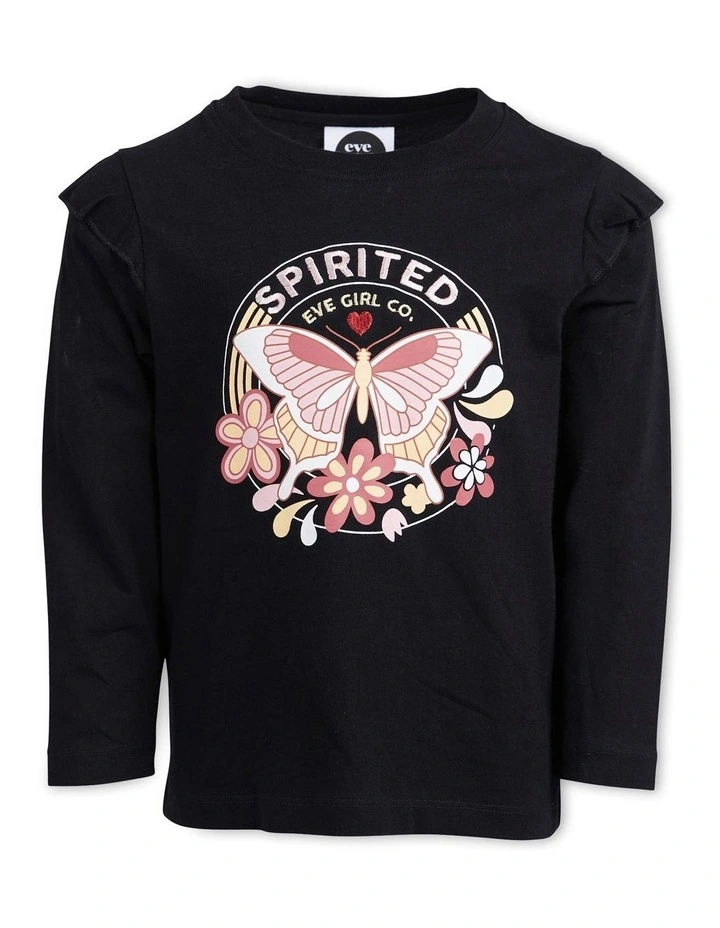 Spirited Long Sleeve Tee 3-7 in Black