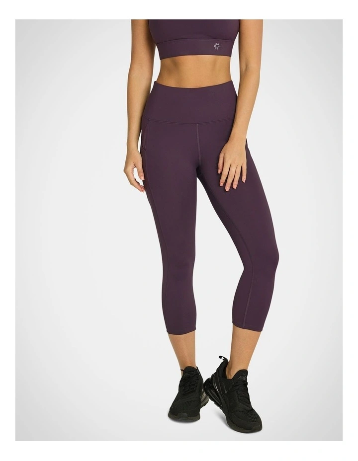 Mesh Cross Pocket 7/8 Tights Eggplant in Purple