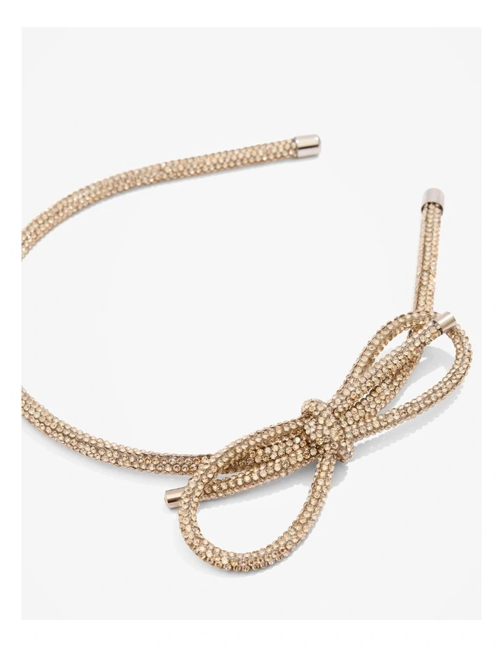 Crystal Bow Headband in Gold