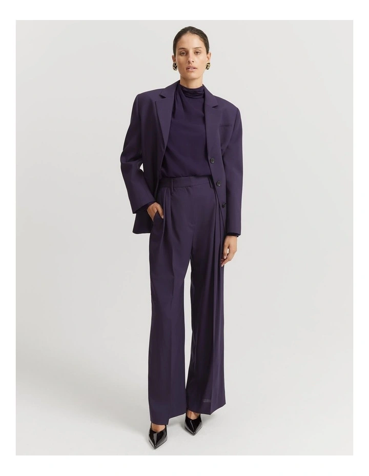 Tucked Drape Blouse in Eggplant