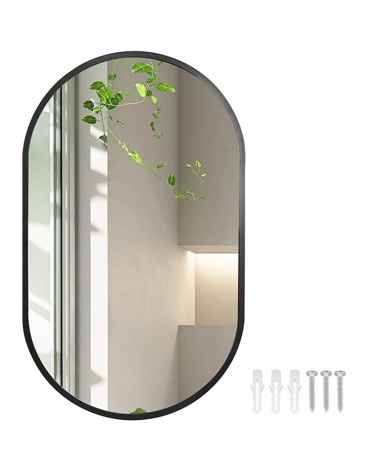 Large Oval Wall Mirror in Black