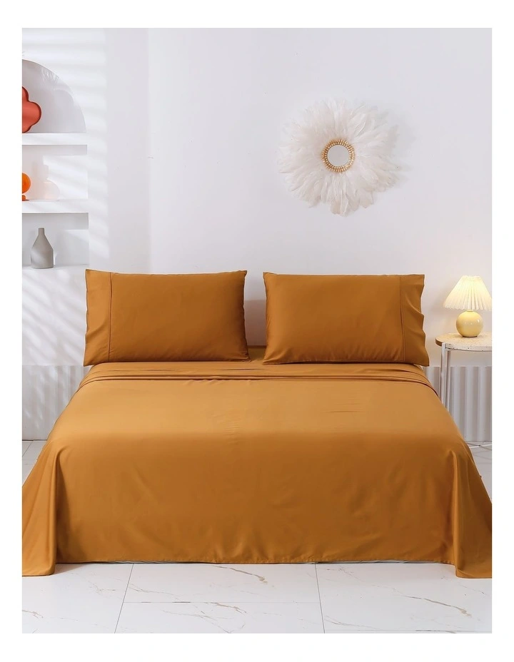 400TC Bamboo Cotton Blend Sateen Sheet Set in Rust