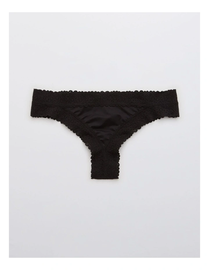 Sunnie Blossom Lace Thong Underwear in True Black