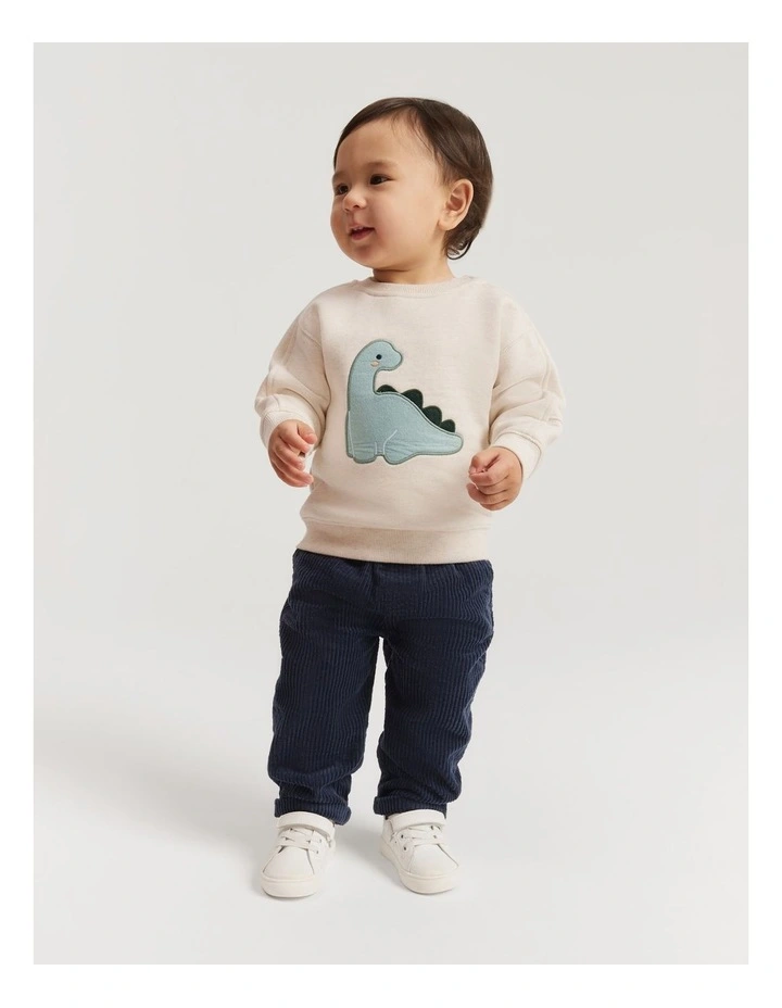 Organically Grown Cotton Dino Sweat in Oatmeal Marle