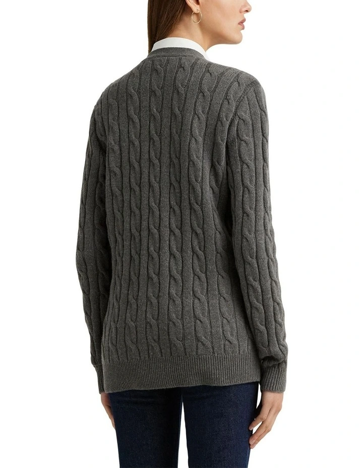 Bullion Cable-Knit Wool-Blend Cardigan in Grey