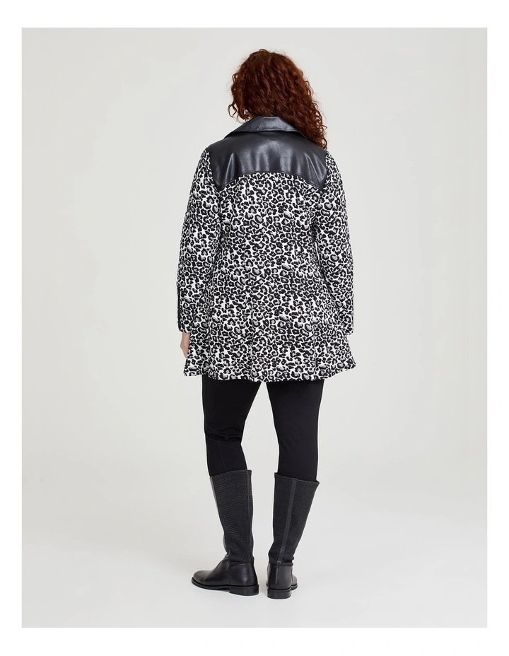 Jacquard & Pleather Zip Jacket in Black Leopard