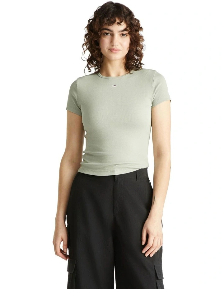 Essential Ribbed Slim Fit T-Shirt in Grey