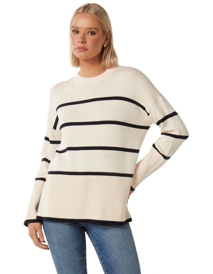Gabriela Boxy Striped Jumper in White Multi