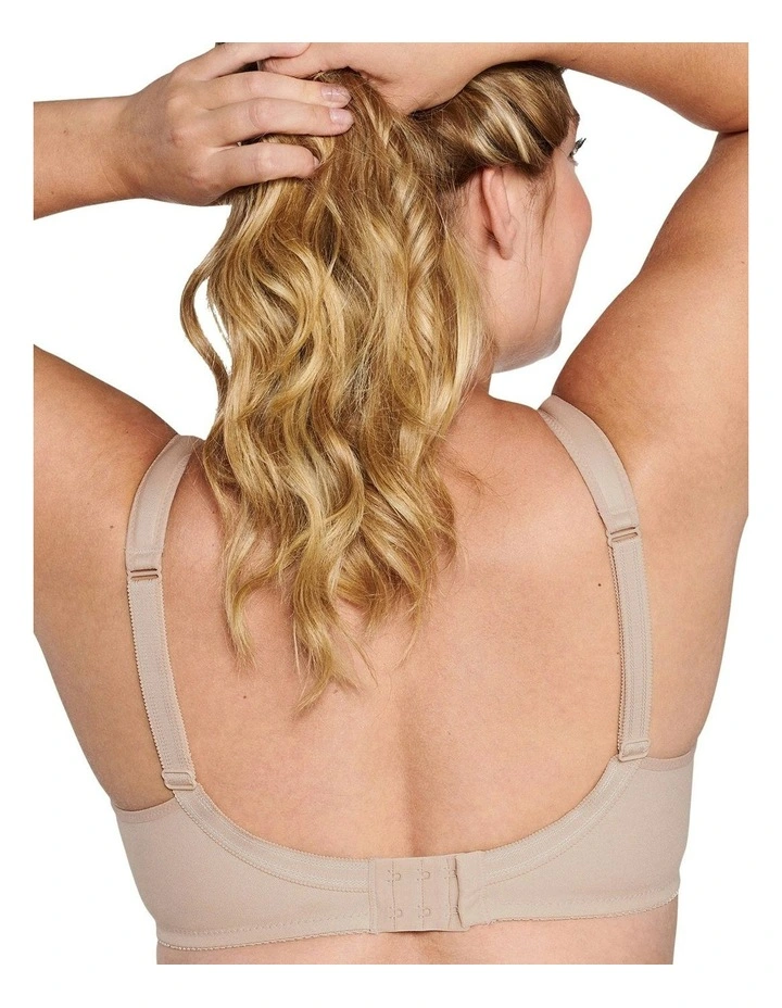 Wide Strap Full Coverage Cotton Bra Plus Size in Light Beige