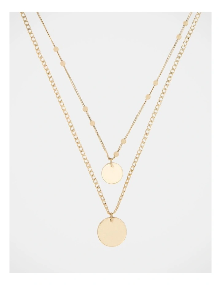 Double Disc Gold Layered Necklace