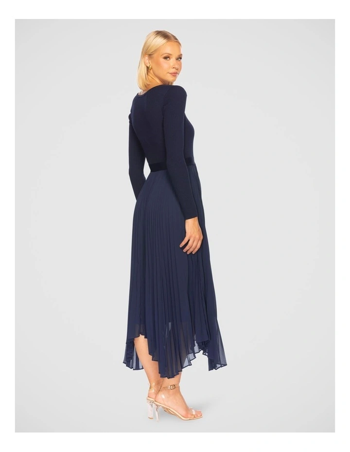 Rietta Long Sleeve Midi Dress in Navy