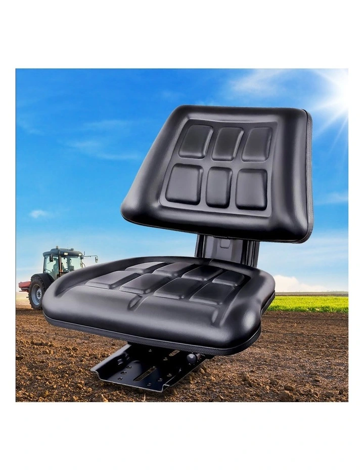 PU Leather Tractor Seat with Sliding Track in Black