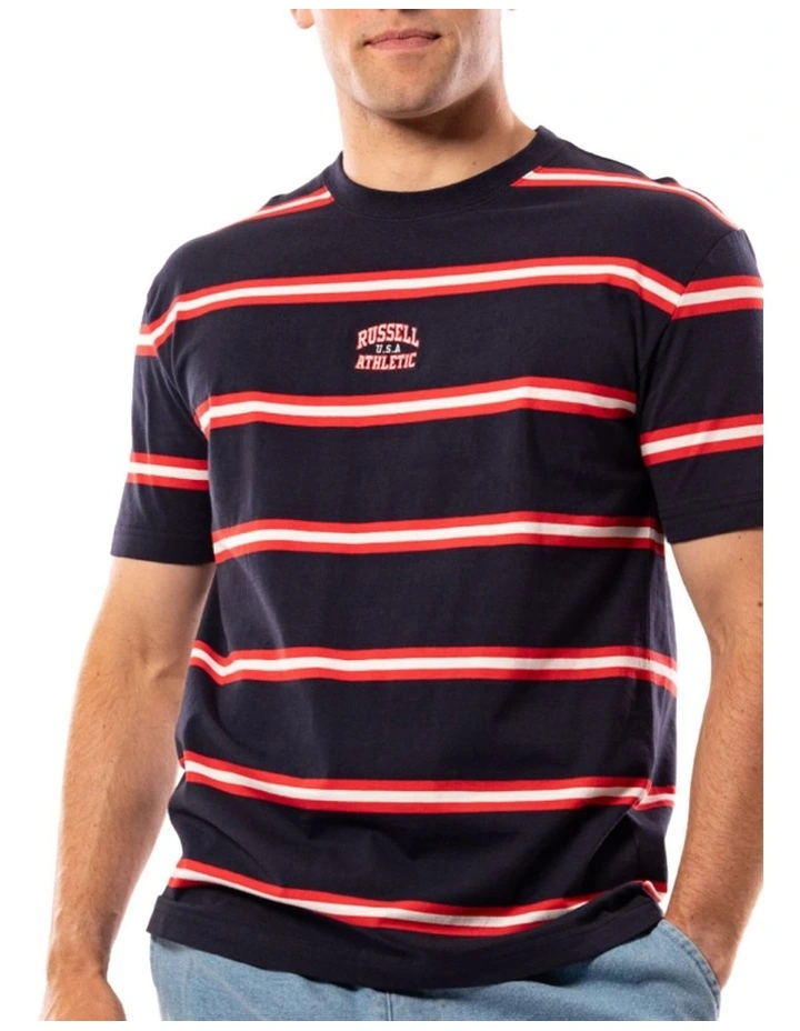 Kansas Stripe Tee in Michigan Navy