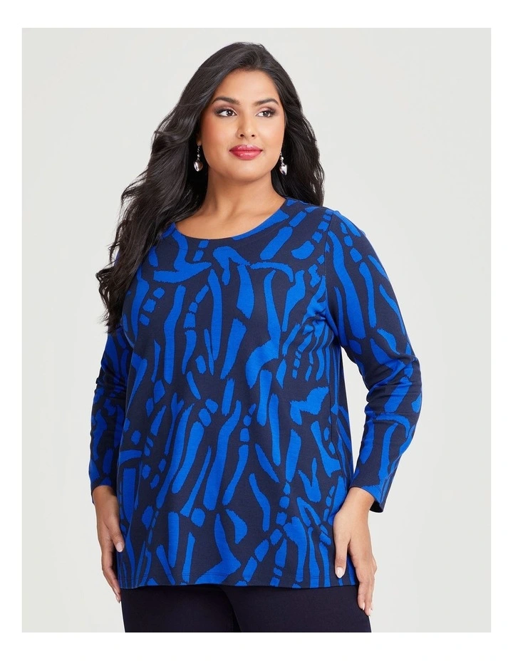 Bamboo Ponte Blues Top in Navy/Electric Blue