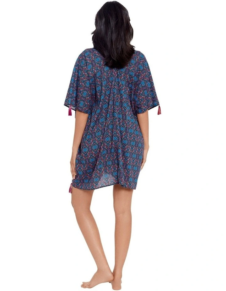 Printed Cotton Caftan Beach Coverup in Multi
