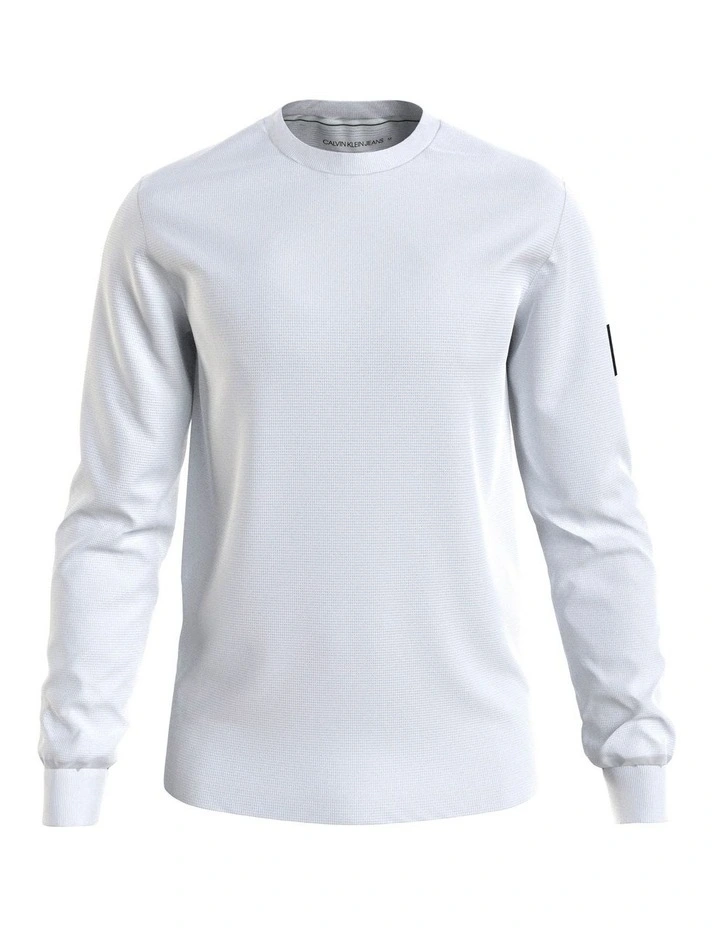 Badge Waffle Long Sleeve Tee in Bright White