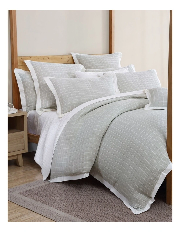 Kingston Quilt Cover Set in Moss