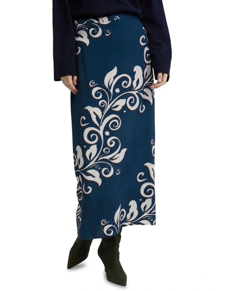 Grechen Floral Print Skirt in Navy
