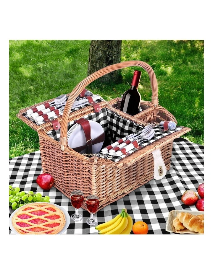 Deluxe 4 Person Picnic Basket in Brown