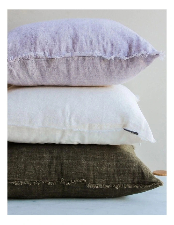 Vintage Linen Fringe Cushion in Lavender