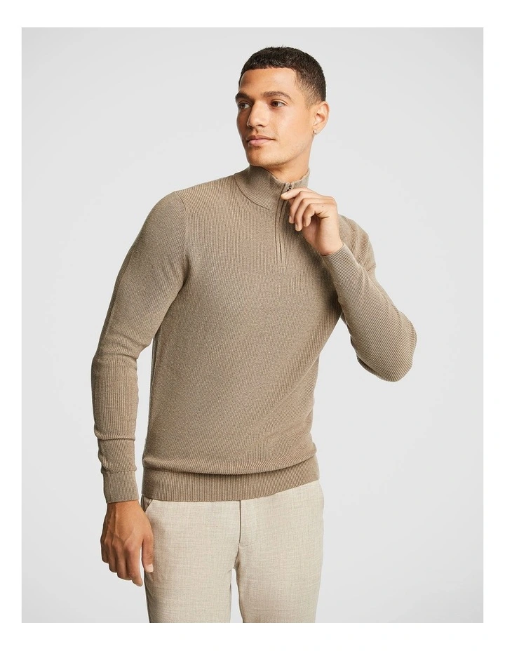 Washington 1/4 Zip Knitwear in Chocolate