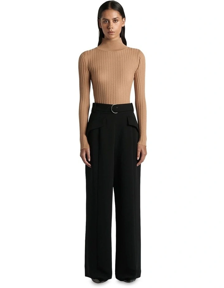 Sheer Merino Wide Rib Knit in Camel
