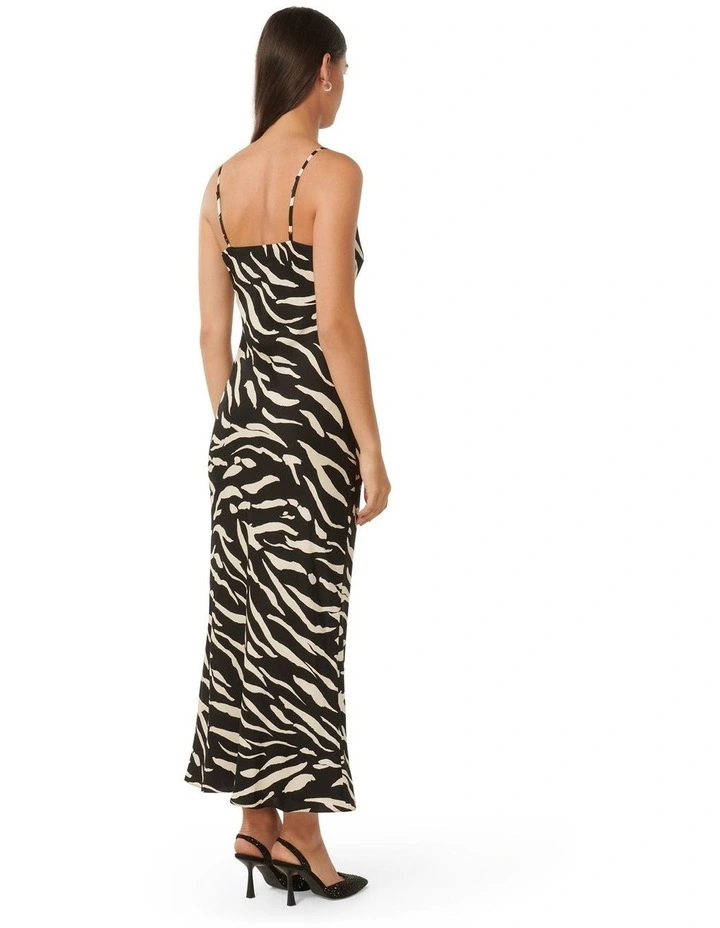 Skye Satin Slip Dress in Black Multi