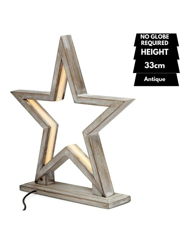 Bamboo Star LED Table Lamp Light 33cm in Brown