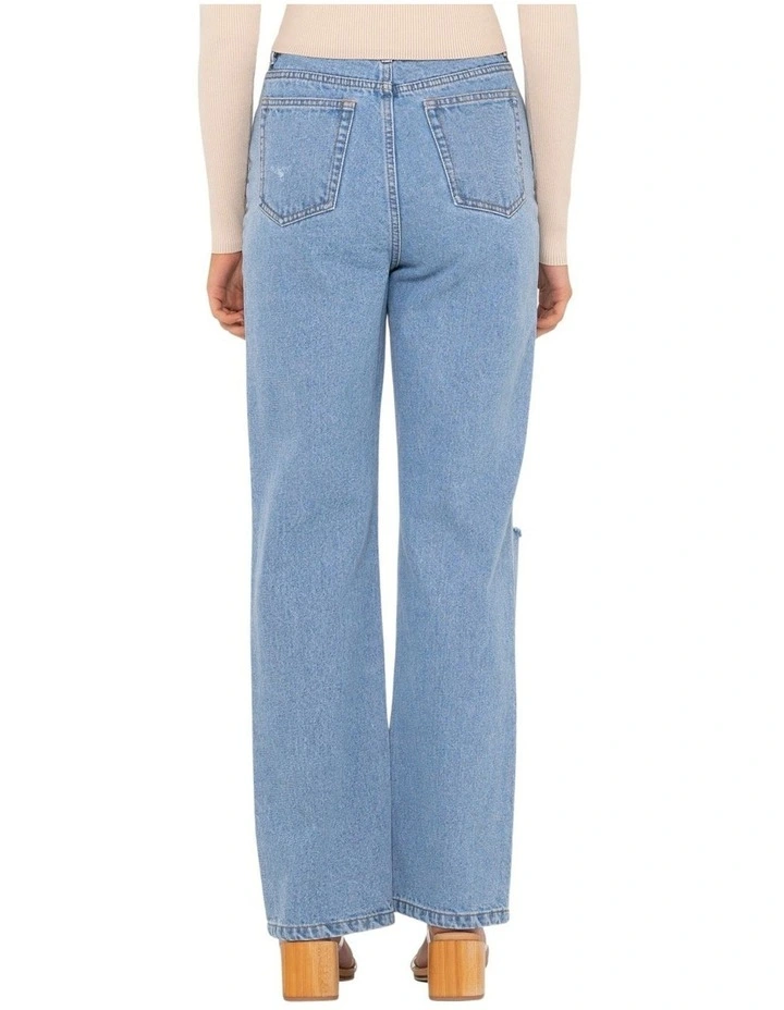 Chloe High Wide Straight Leg Jean in Blue