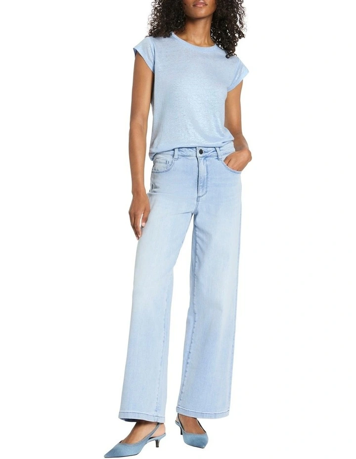 As Love Glows Foil Linen Tee in Sky