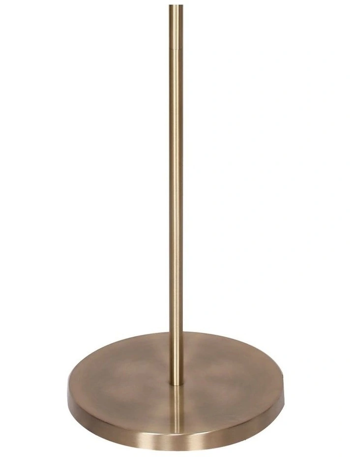 Metal Floor Lamp In Antique Brass Finish with Cream Linen Fabric Shade