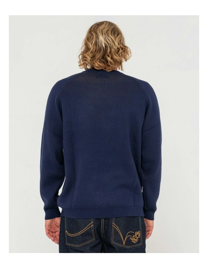 Shadow Intarsia Knit Sweater in Blue