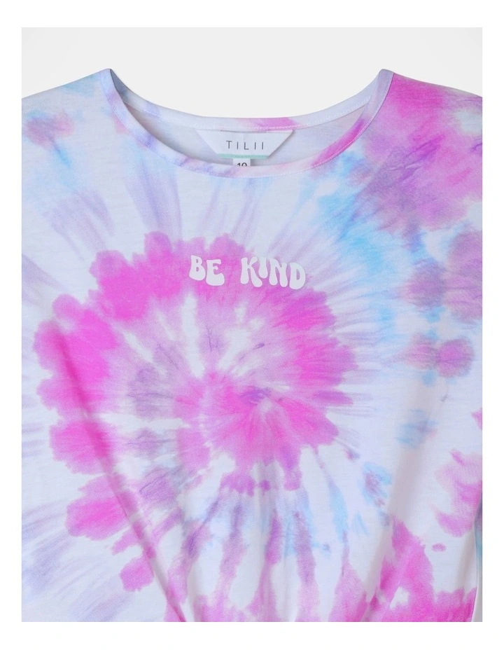 Knit Viscose Tie Front Tee in Tie Dye