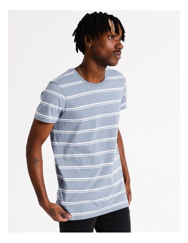 Sebastian Stripe Short Sleeve Tee in Steel