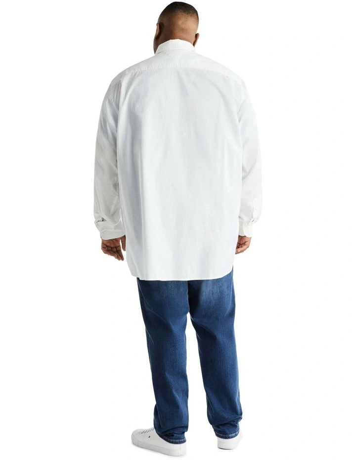 Big and Tall Core Flex Poplin Long Sleeve Shirt in White