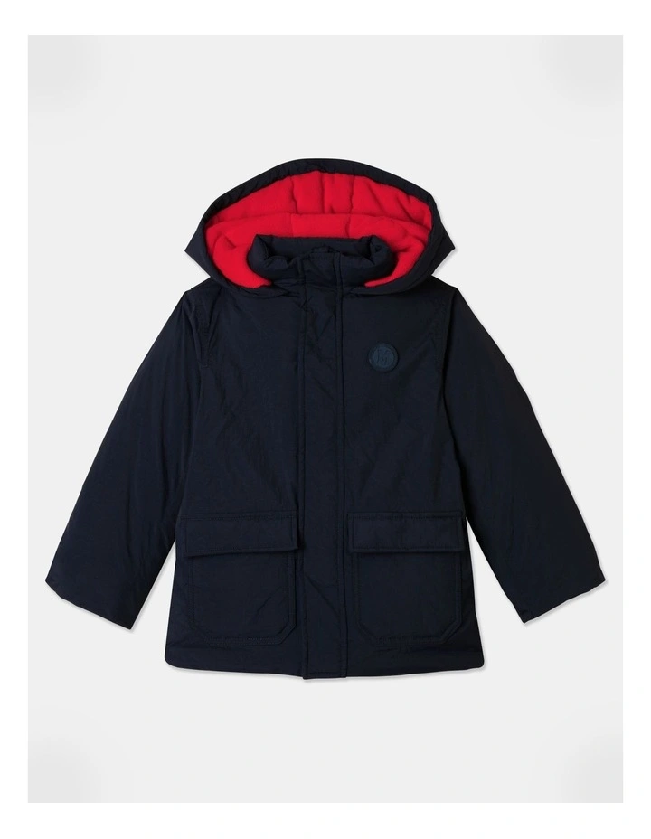 Recycled Puffer Anorak Jacket in Navy