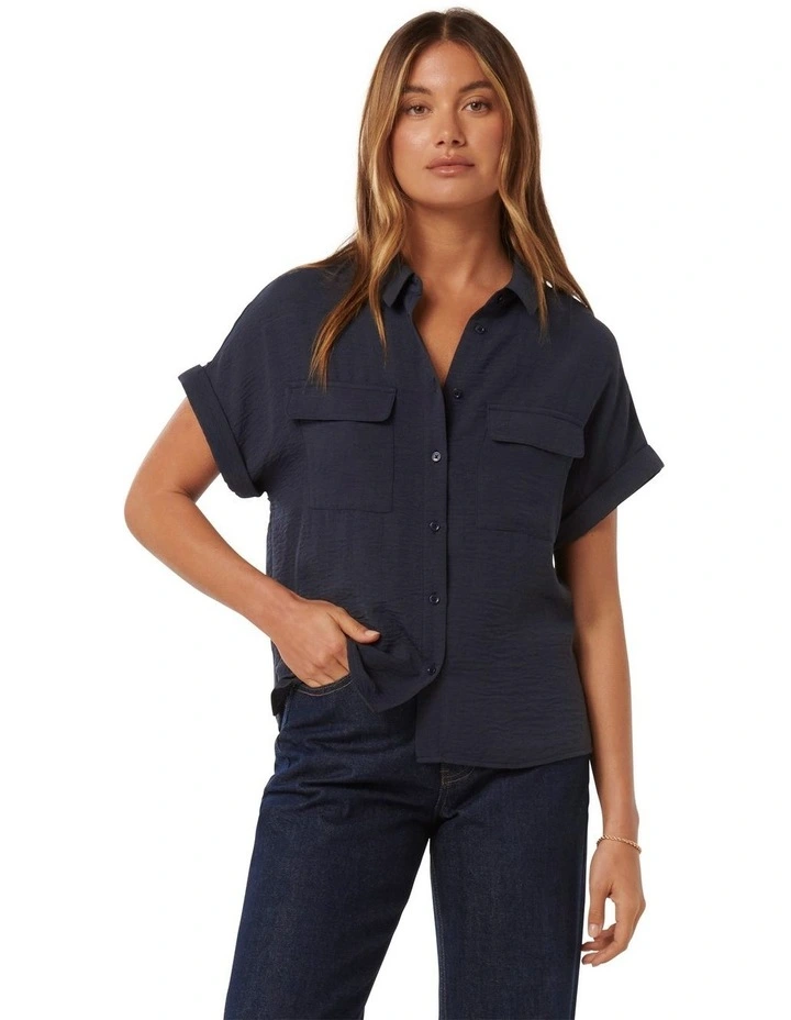 Sawyer Oversized Short Sleeves Shirt in Navy