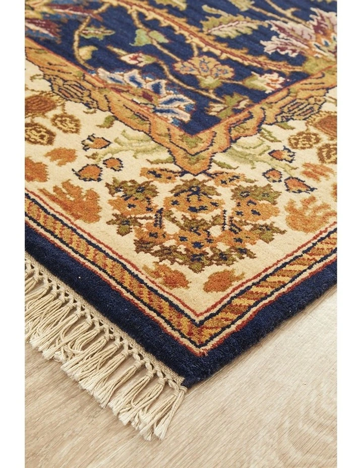 Indian Handmade Jaypor Rug 180X121cm in Navy
